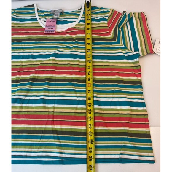 Sag Harbor Sport Women's Multicolor Striped Short Sleeve Shirt Size 3X NWT - Picture 4 of 14